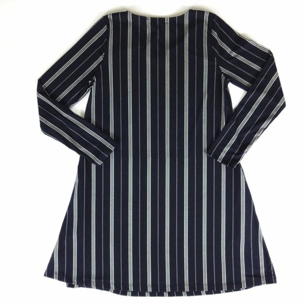 Altar'd State Black White Stripe Long Sleeve A-Line Dress‎ Women's Small - Picture 2 of 3